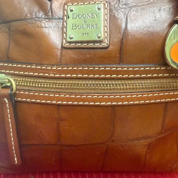 Dooney & Bourke Croc-Embossed Brown Shoulder Bag - Picture 13 of 16